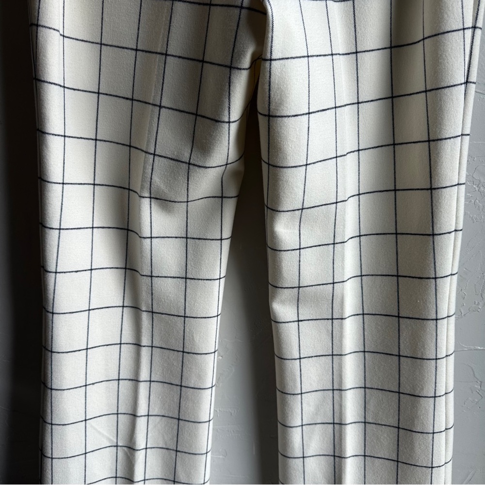 Derek Lamb 10 Crosby Ivory & Blue Plaid High Rise Straight Leg Trousers Sz 4 - Picture 7 of 12